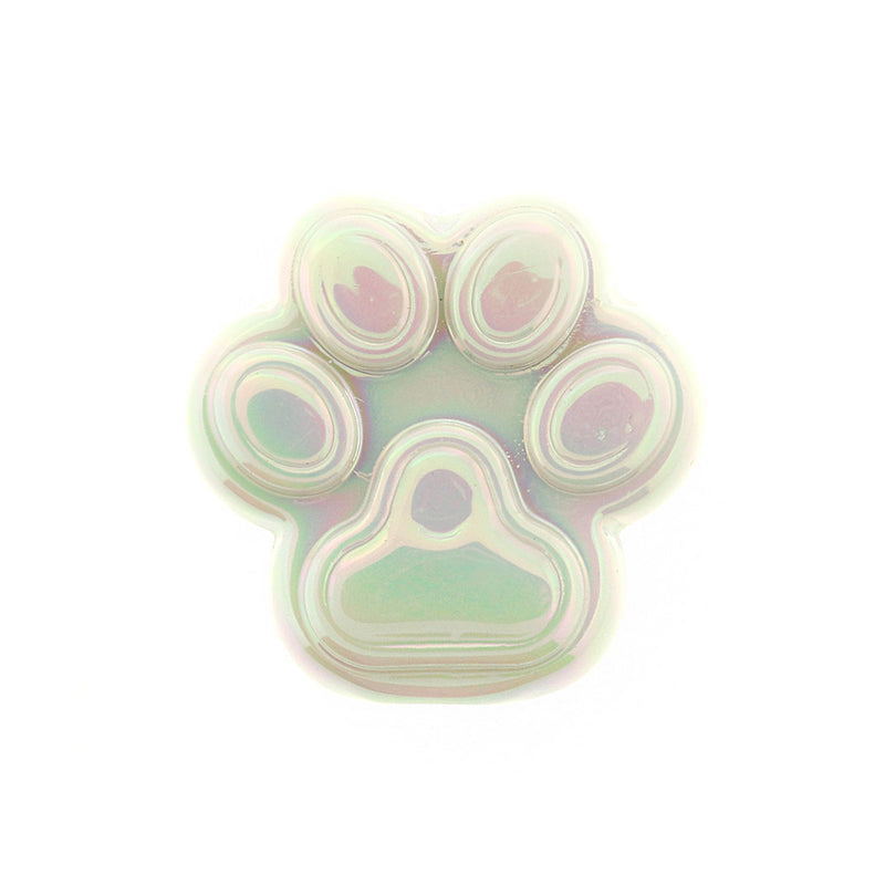 Paw Print Plated Acrylic Bead - 26mm - 4 Beads - Choose Your Color