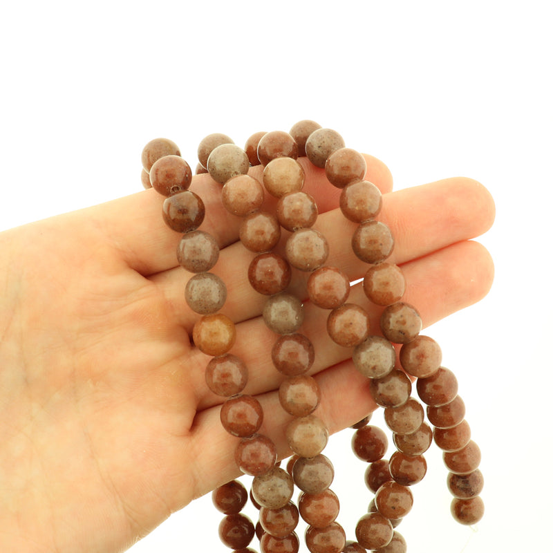 Round Natural Aventurine Beads 8mm or 10mm - Choose Your Size - Brown Tones - 1 Full 15.7" Strand - BD1786