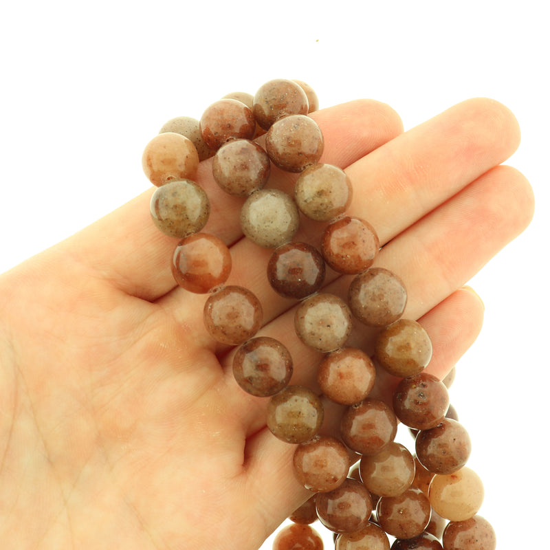 Round Natural Aventurine Beads 8mm or 10mm - Choose Your Size - Brown Tones - 1 Full 15.7" Strand - BD1786