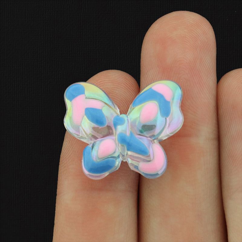Butterfly Plated Acrylic Bead - 21mm x 17mm - 4 Beads - Choose Your Color
