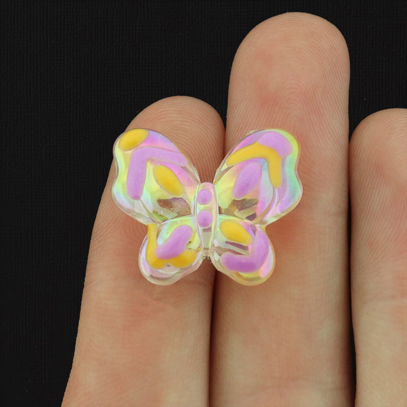 Butterfly Plated Acrylic Bead - 21mm x 17mm - 4 Beads - Choose Your Color