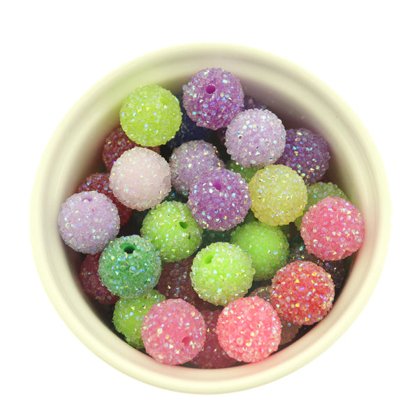 Round Acrylic Sugar Bead - 16mm - 2 Beads - Assorted Colours - BD232