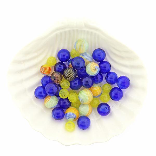 Blown Glass Beads 10mm - 15mm - Assorted Colors - 4 Beads - BD260D