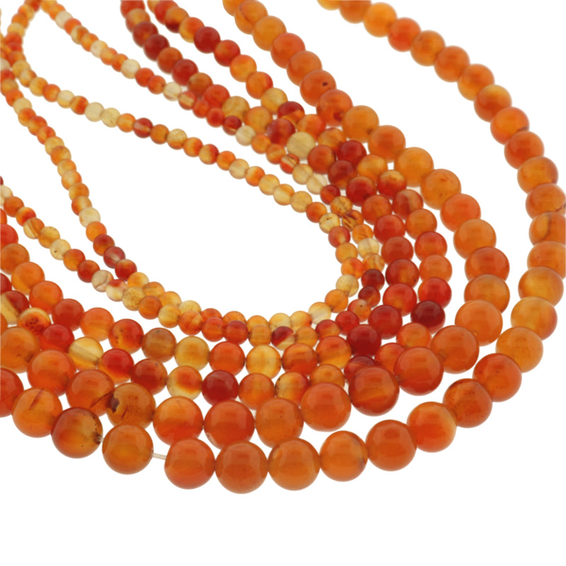 Round Natural Carnelian Beads 4mm - 8mm - Choose Your Size - Orange Creamsicle - 1 Full Strand - BD3017