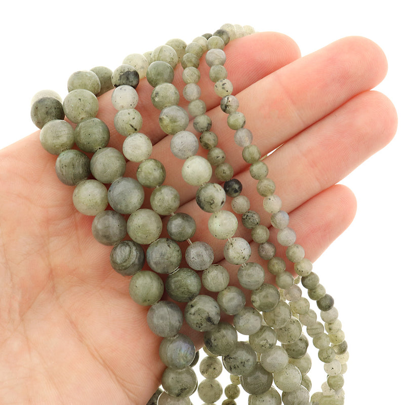 Round Natural Labradorite Beads 4mm -8mm - Choose Your Size - Brown Earth Tones - 1 Full 15.5" Strand - BD3026