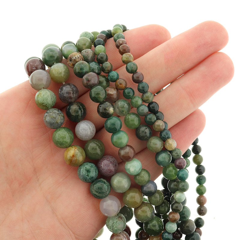 Round Natural Blood Agate Beads 4mm -8mm - Choose Your Size - Earth Tones - 1 Full 15.5" Strand - BD3027