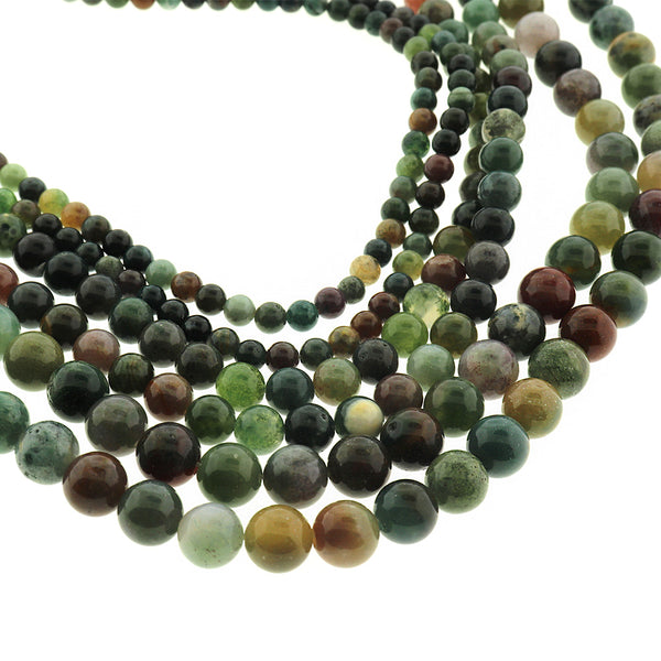 Round Natural Blood Agate Beads 4mm -8mm - Choose Your Size - Earth Tones - 1 Full 15.5" Strand - BD3027