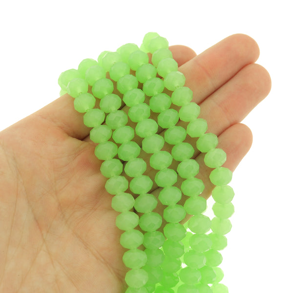 Faceted Imitation Jade Beads 8mm x 6mm - Mint Green - 1 Strand 70 Beads - BD333