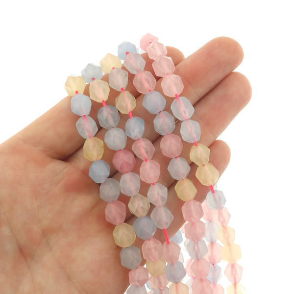 Faceted Natural Jade Beads 8mm - Lavender Blush - 1 Strand 48 Beads - BD096