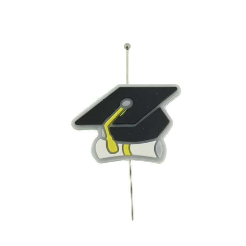Graduation Silicone Focal Beads - Grad Cap and Diploma - 5 Beads - BDS034