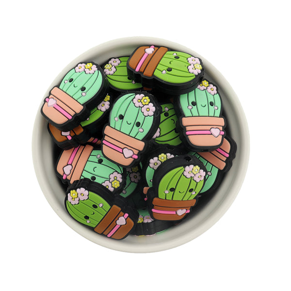 Cactus Silicone Focal Beads - Green Tones - 5 Beads - Choose Your Color