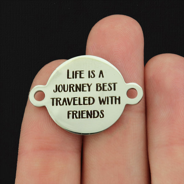 Life is a journey best traveled with friends Stainless Steel Charms - BFS027-1141