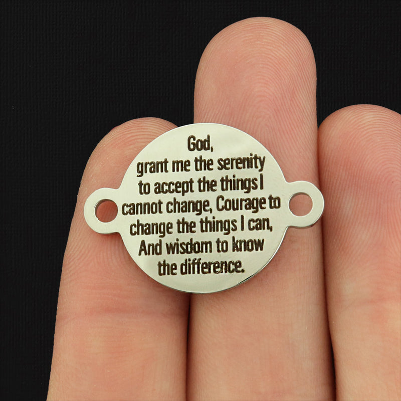 Serenity Prayer Stainless Steel Charms - God, grant me the serenity to accept... - BFS027-1593