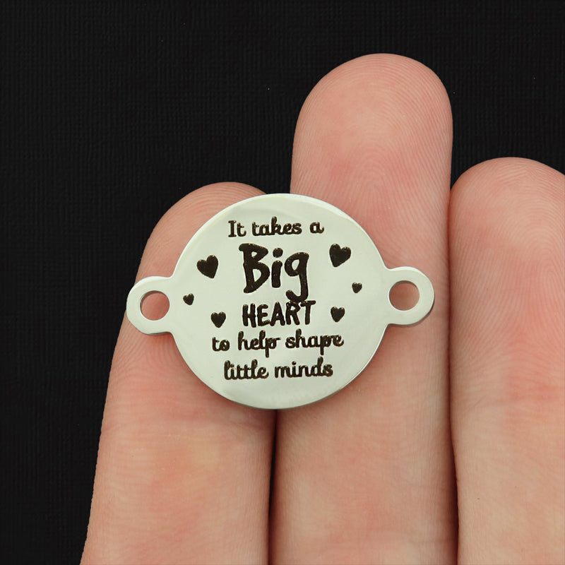 It takes a big heart to help shape little minds Stainless Steel Charms - BFS027-4470