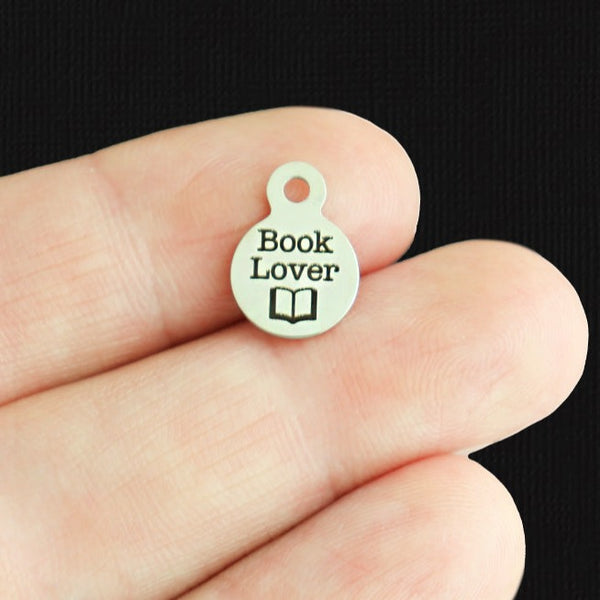 Book Lover Stainless Steel 10mm Loop Charms - BFS006-8041
