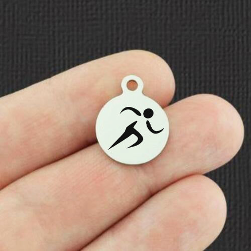 Runner Stainless Steel Small Round Charms - BFS002-8115