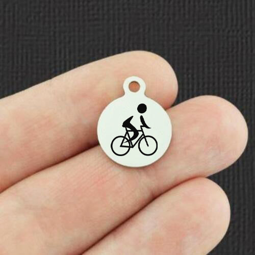 Biker Stainless Steel Small Round Charms - BFS002-8117