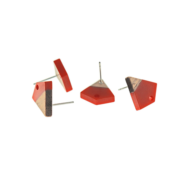 Wood Stainless Steel Earrings - 1 Pair - Kite Style - 16 Colors Available!