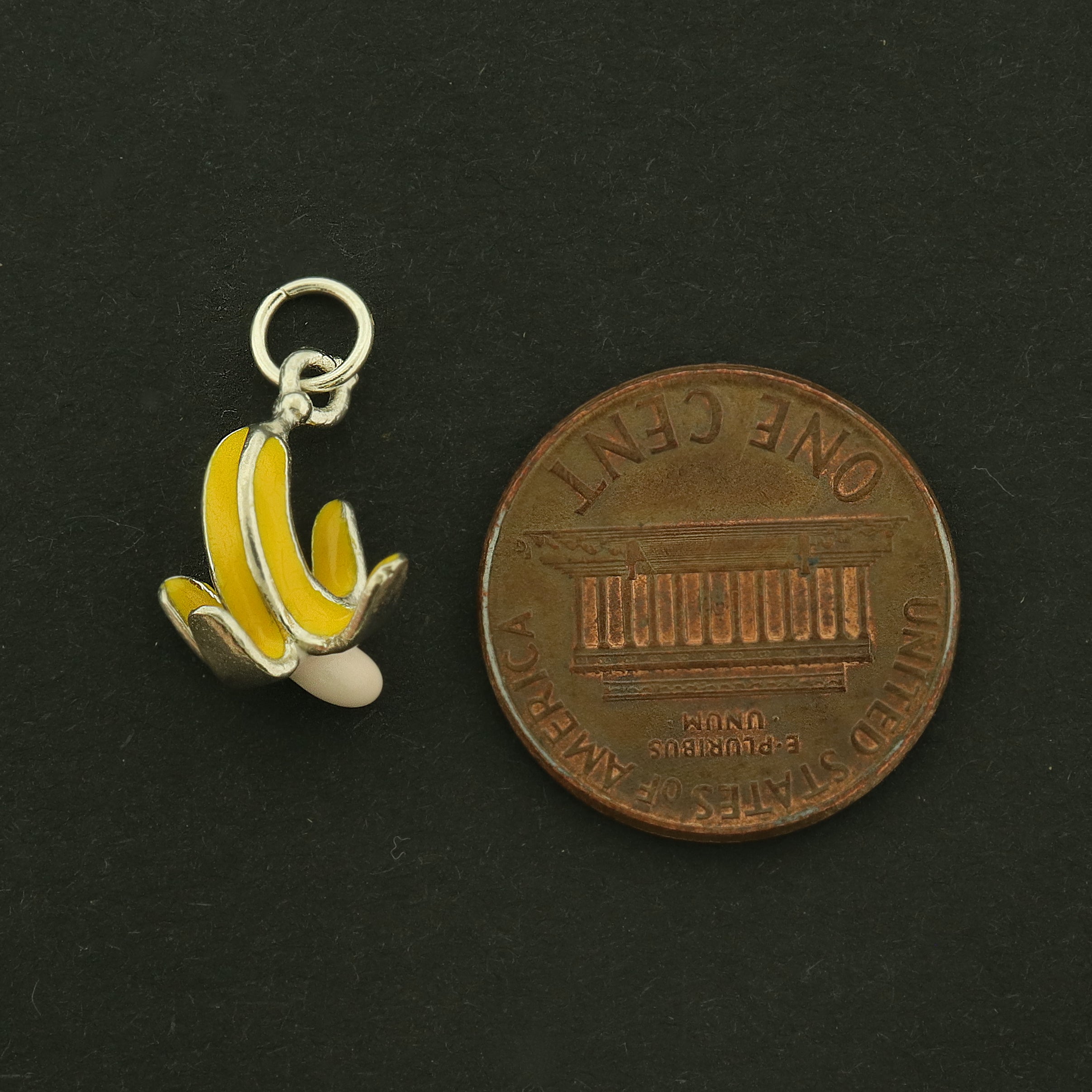Banana Sterling Silver Enamel Charm 3D - ST305