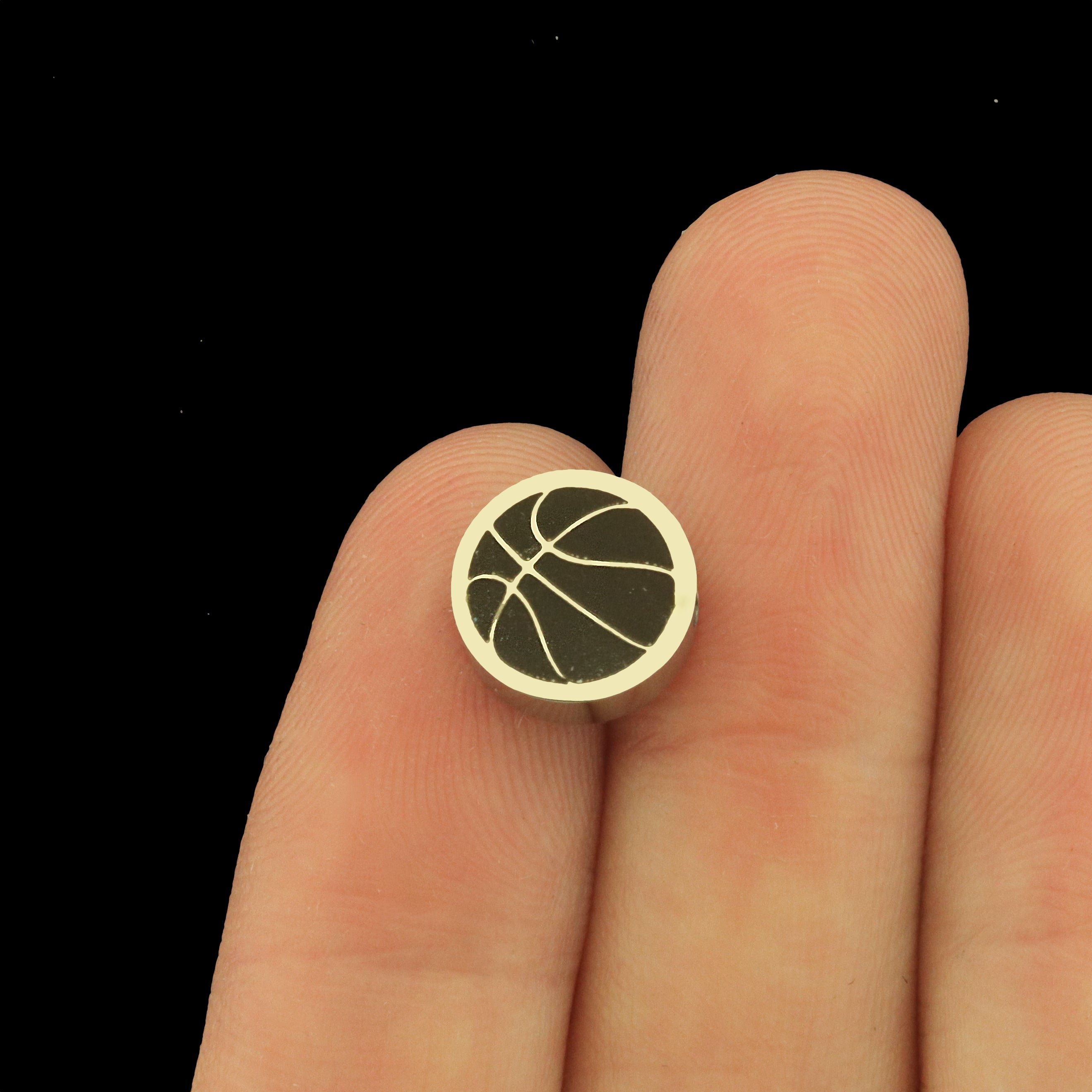 Basketball Stainless Steel Beads - Sports Bead - Choose Your Size - BFS034S-8332