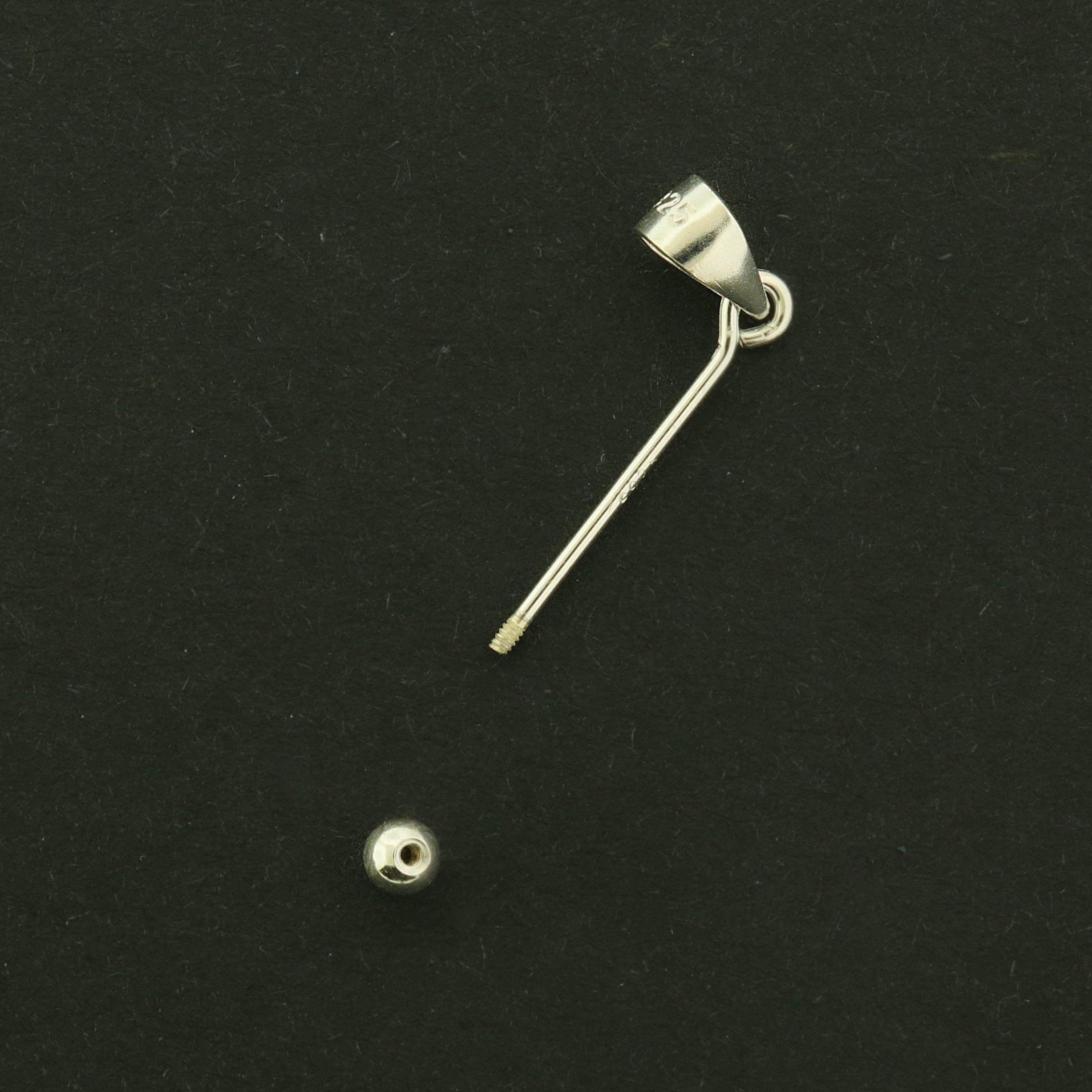 Bead Holder Sterling Silver Eye Pin Screw Rods - Perfect for Beads! - ST296B