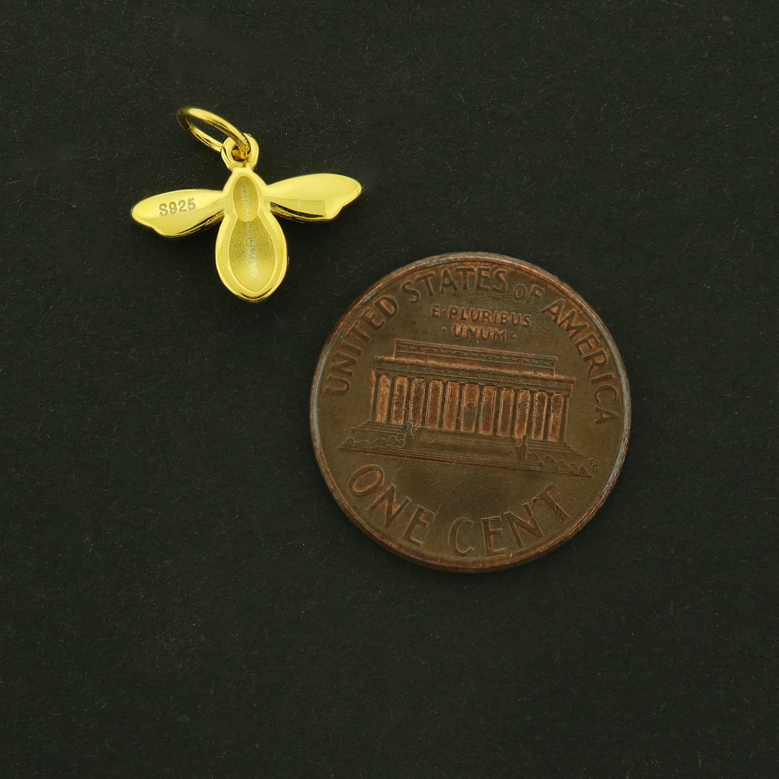 Bee Gold Tone Enamel Sterling Silver Charm - ST287