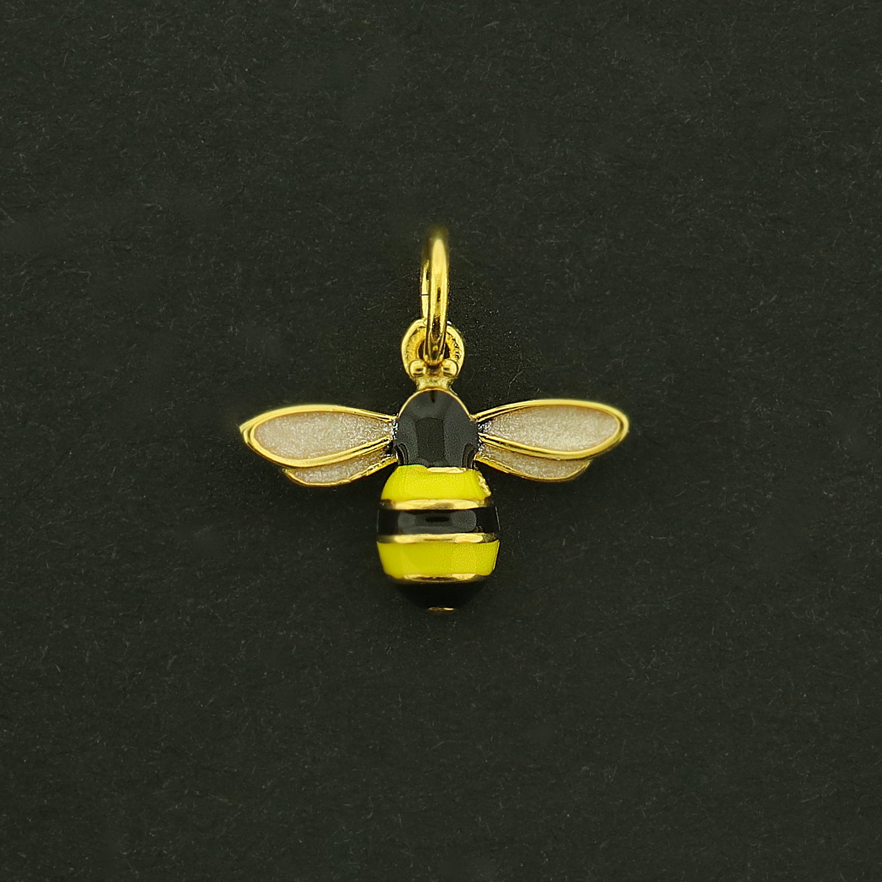 Bee Gold Tone Enamel Sterling Silver Charm - ST287