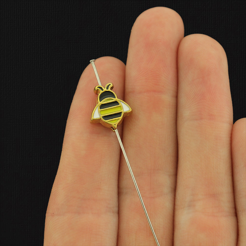 Hamsa Hand Spacer Bead 13mm x 11mm - Ton argent et émail bleu - 2 Perles - E1208