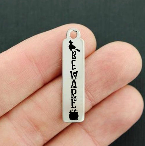 Beware Halloween Stainless Steel Charms - Witch and Cauldron