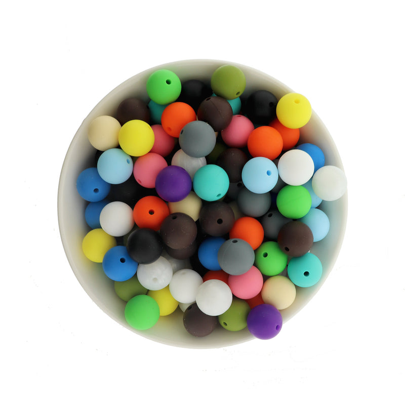 15mm Round Silicone Beads - Choose Your Color & Pack Size!