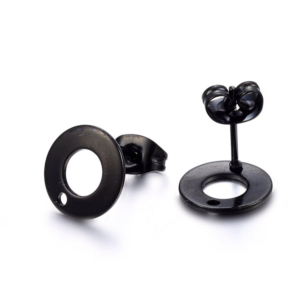 Boucles d'oreilles créoles en acier inoxydable - Fermoir arrière 40 mm - 2 pièces 1 paire - Z105