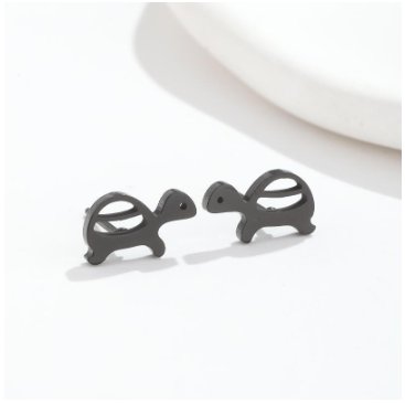 Stainless Steel Earrings - Turtle Studs - 11mm x 6mm - 1 Pair - Choose Your Tone!