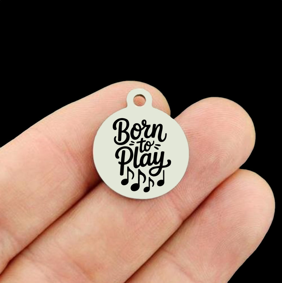 Born to Play Music Stainless Steel Round Charms - BFS001-8738