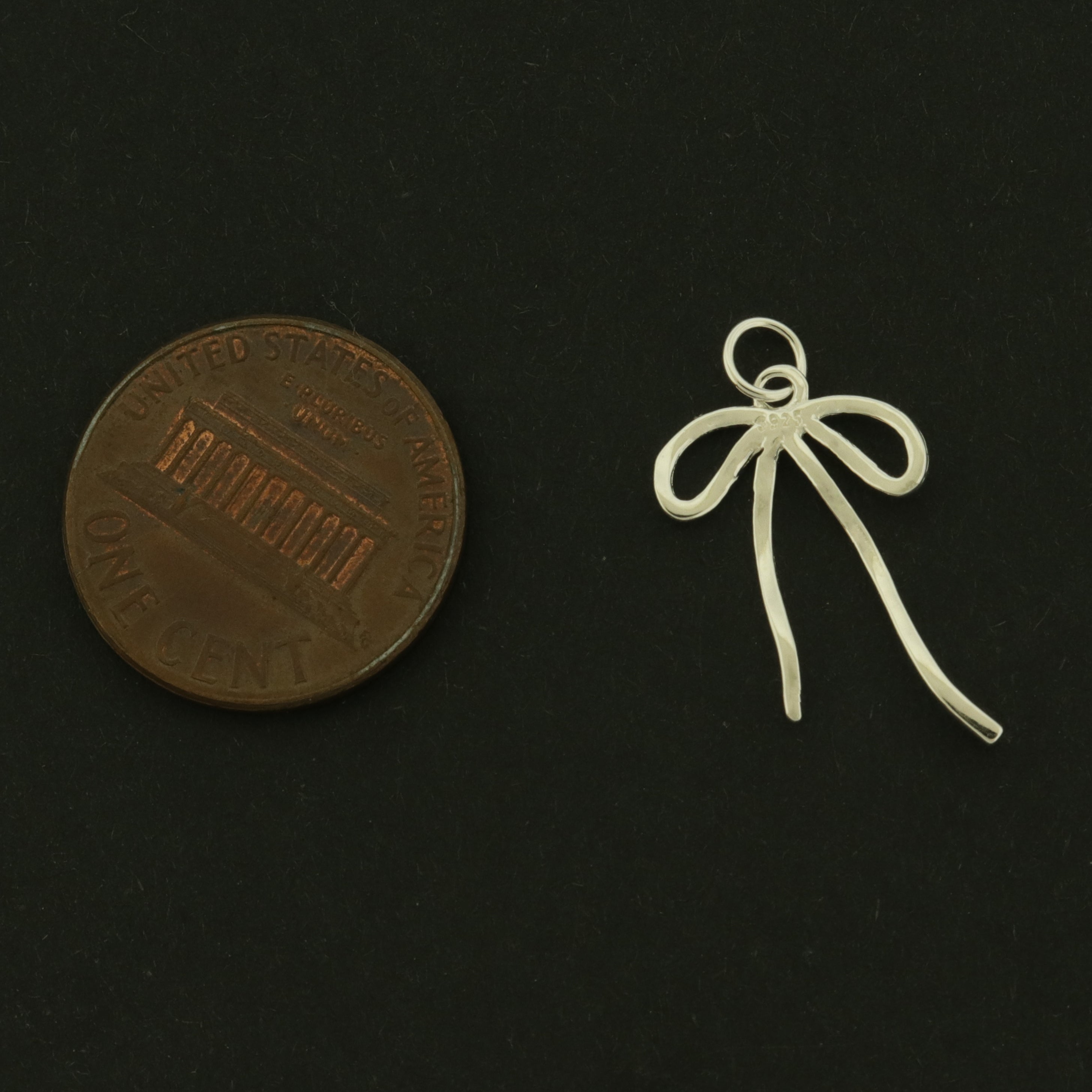 Bow Sterling Silver Charm - Ribbon Pendant - ST323