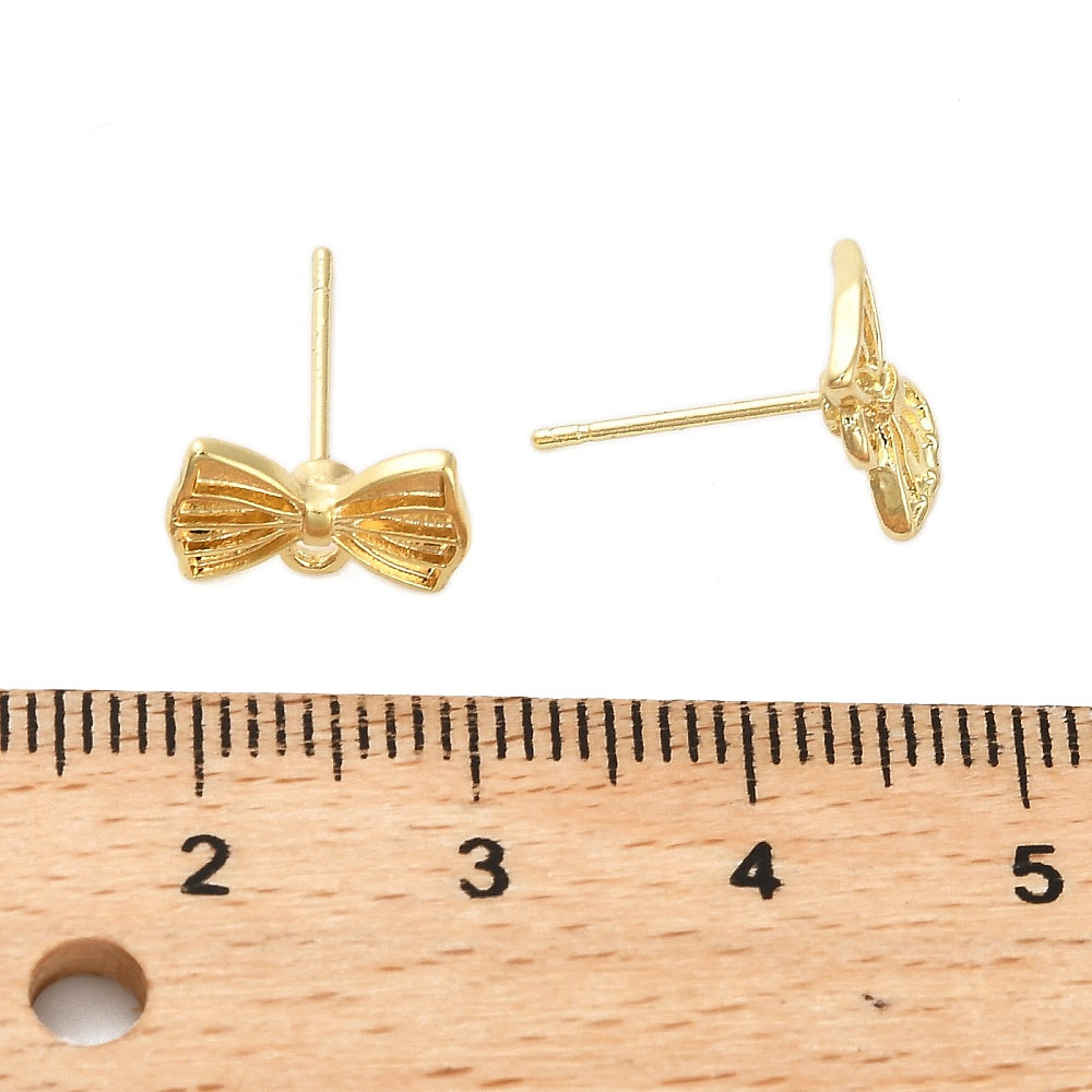 Bow Stud Earrings - 4 Pairs - Gold Tone Stainless Steel - ER1104