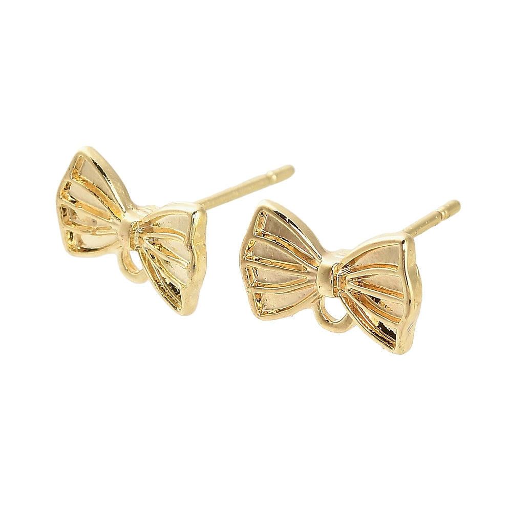 Bow Stud Earrings - 4 Pairs - Gold Tone Stainless Steel - ER1104