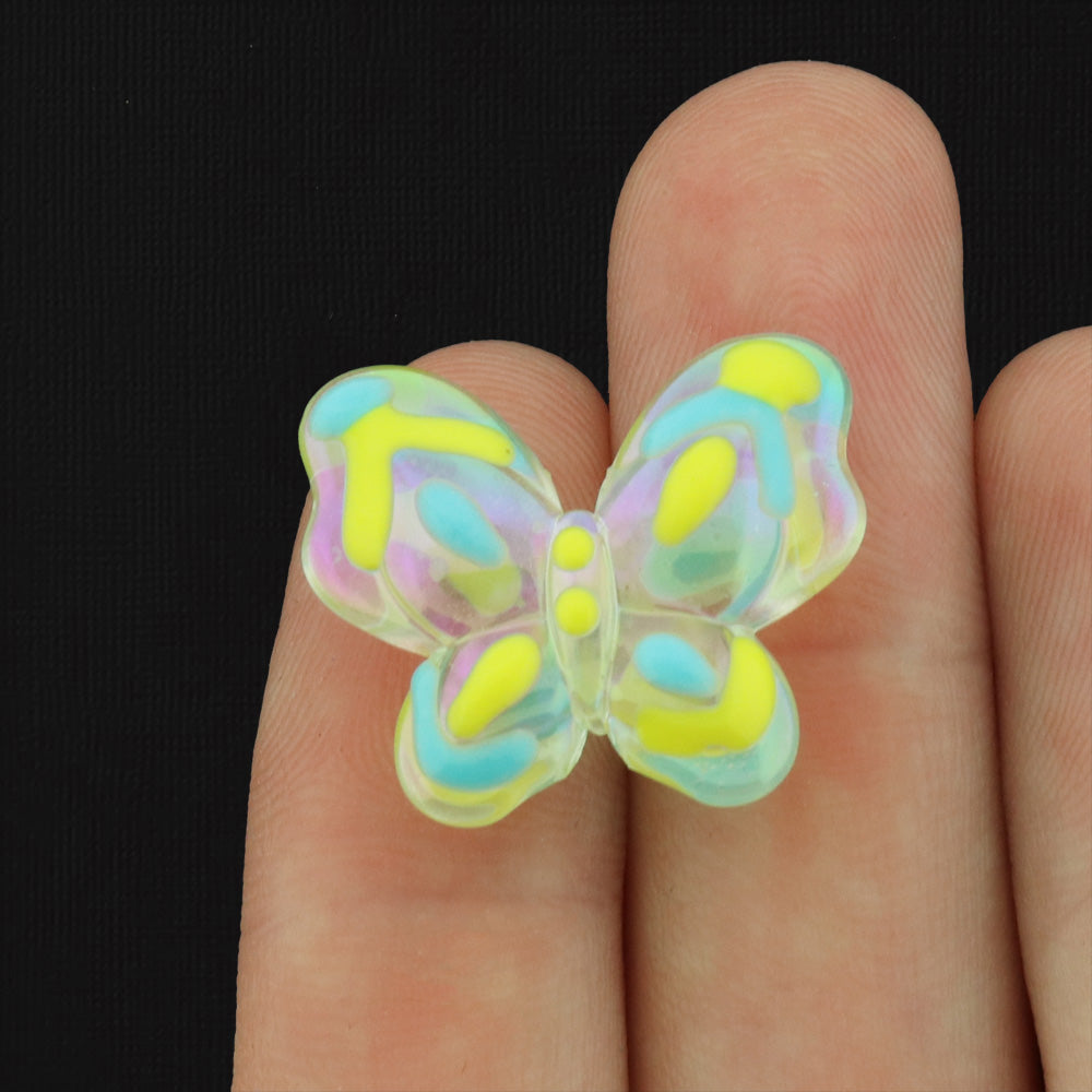 Butterfly Plated Acrylic Bead - 21mm x 17mm - 4 Beads - Choose Your Color