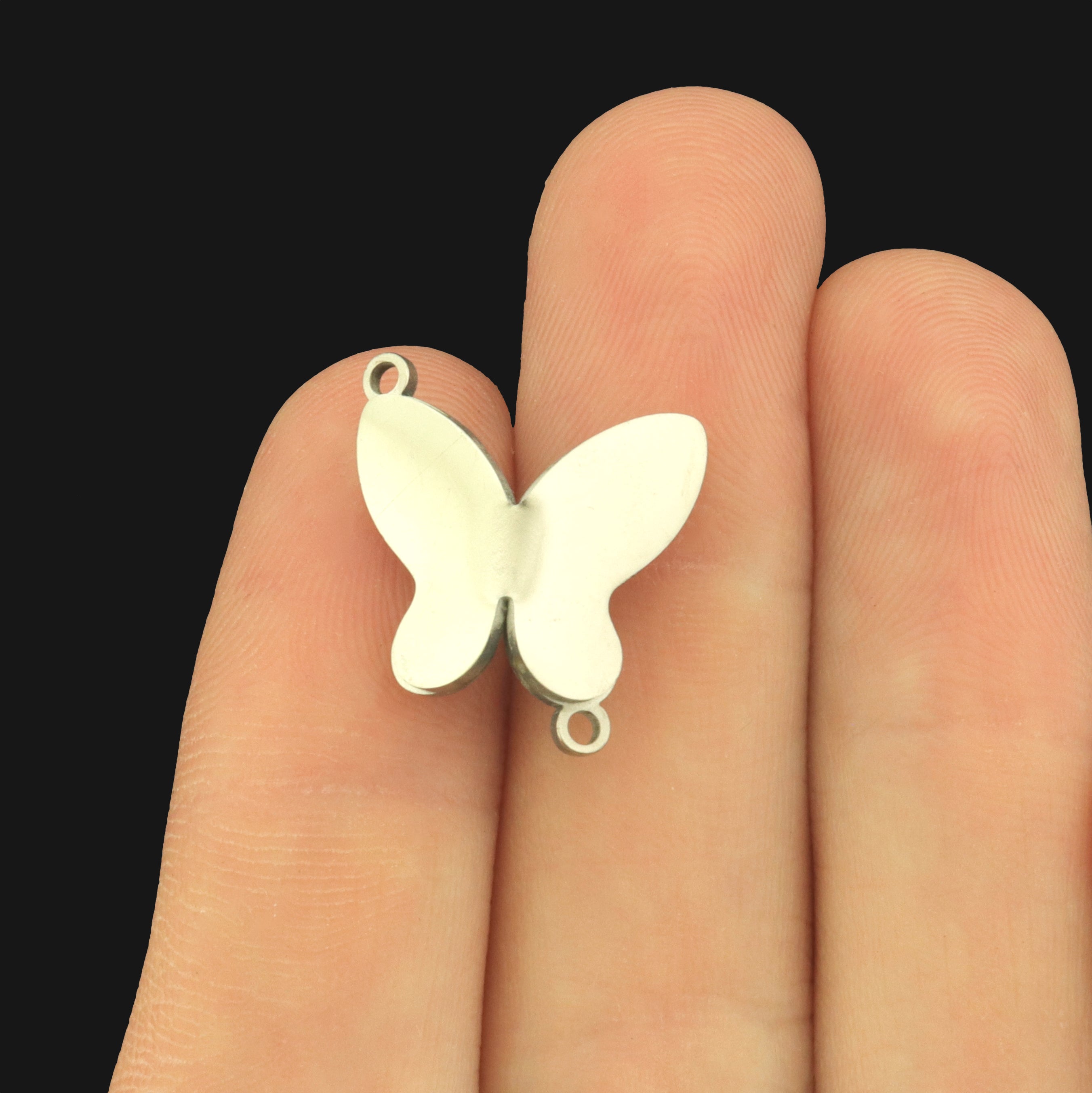 Butterfly Stainless Steel Connector Charm - Inset Shell - SSP770