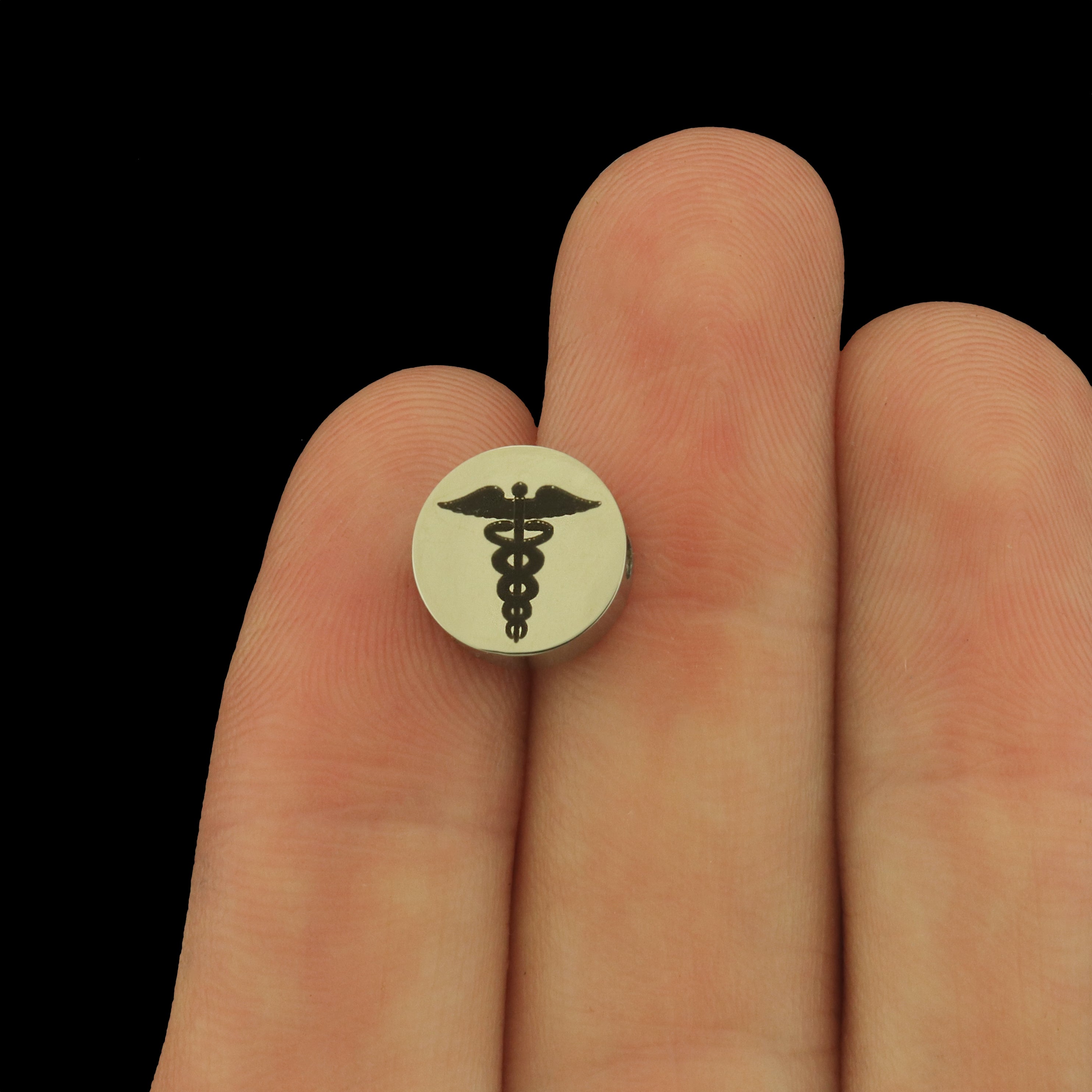 Caduceus Stainless Steel Beads - Medical Bead - Choose Your Size - BFS034S-8285