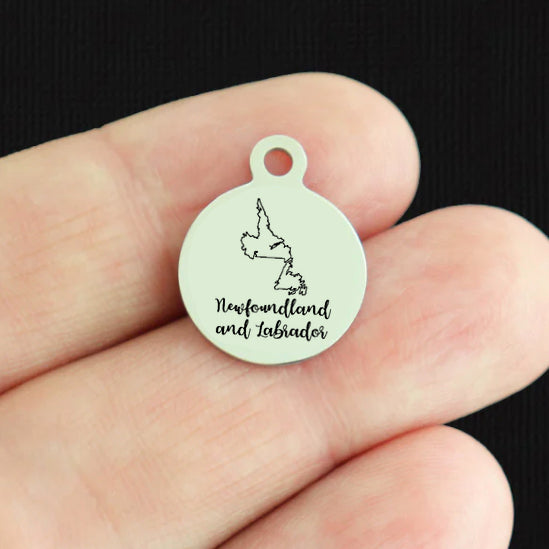 Canadian Province Outline Stainless Steel Small Round Charms - Choose Your Province!
