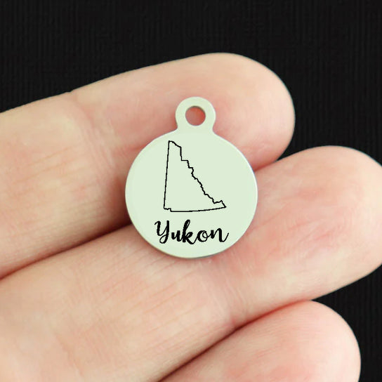 Canadian Province Outline Stainless Steel Small Round Charms - Choose Your Province!