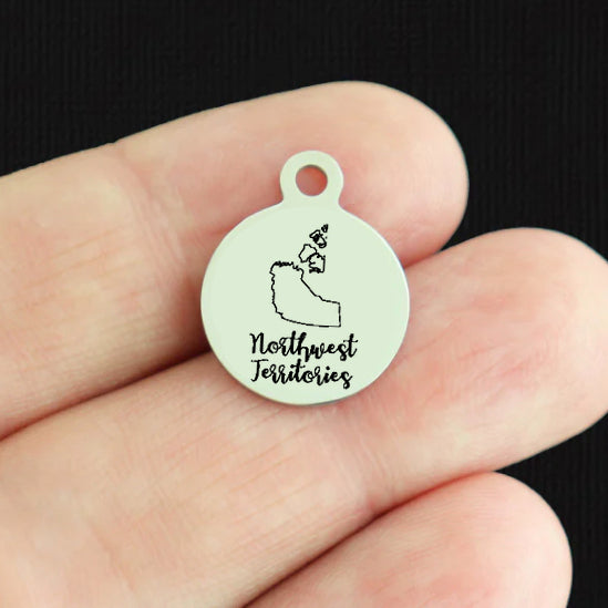 Canadian Province Outline Stainless Steel Small Round Charms - Choose Your Province!