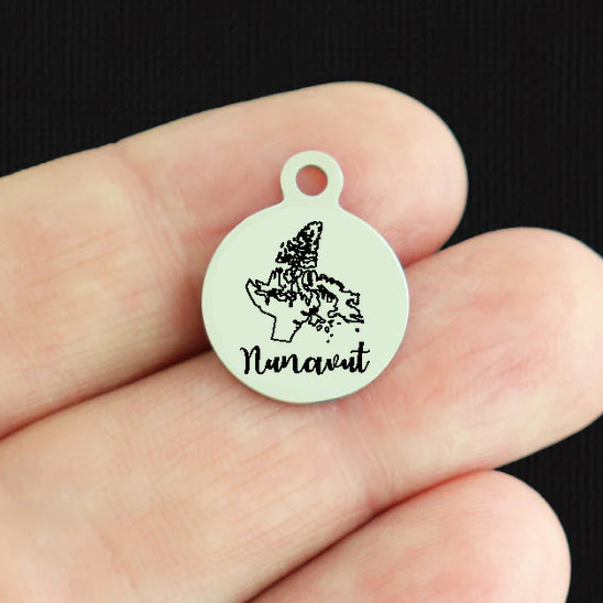 Canadian Province Outline Stainless Steel Small Round Charms - Choose Your Province!