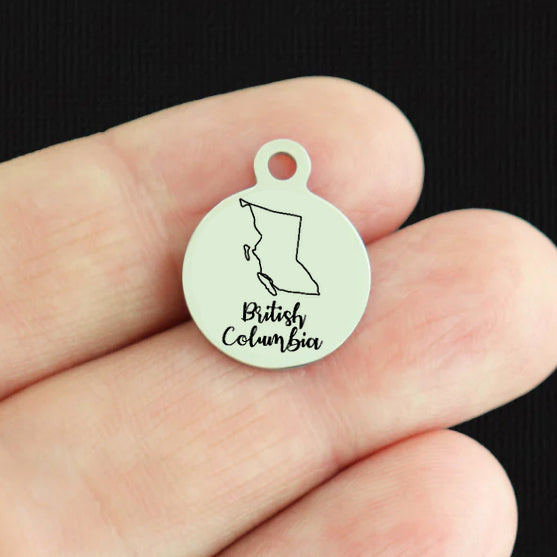 Canadian Province Outline Stainless Steel Small Round Charms - Choose Your Province!