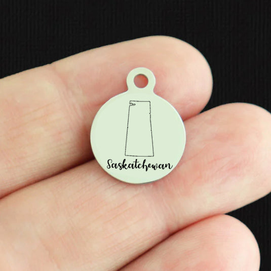 Canadian Province Outline Stainless Steel Small Round Charms - Choose Your Province!