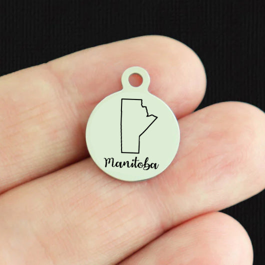 Canadian Province Outline Stainless Steel Small Round Charms - Choose Your Province!