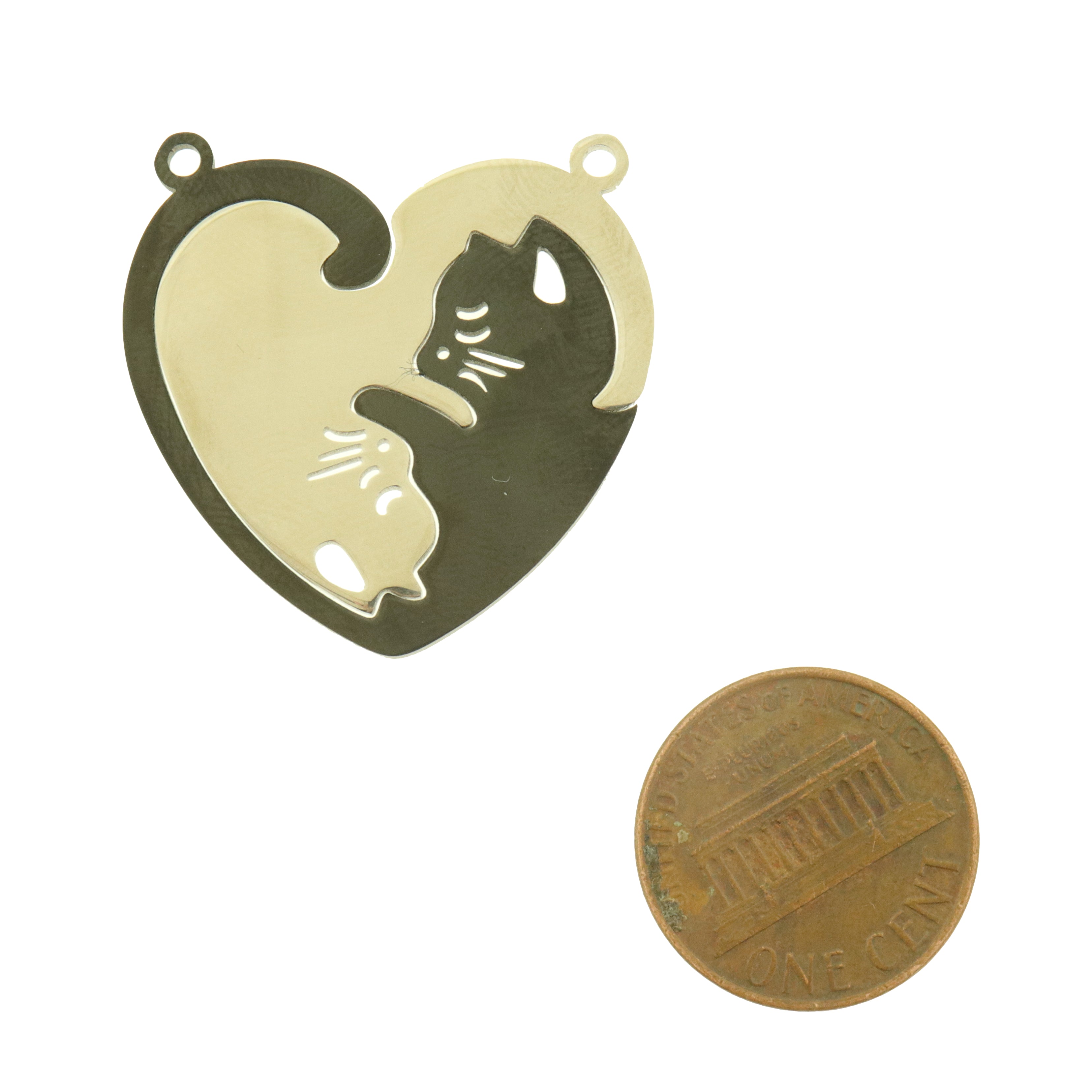 Cat Stainless Steel Charms 2 Sided - 1 Set 2 Pieces - SSP802