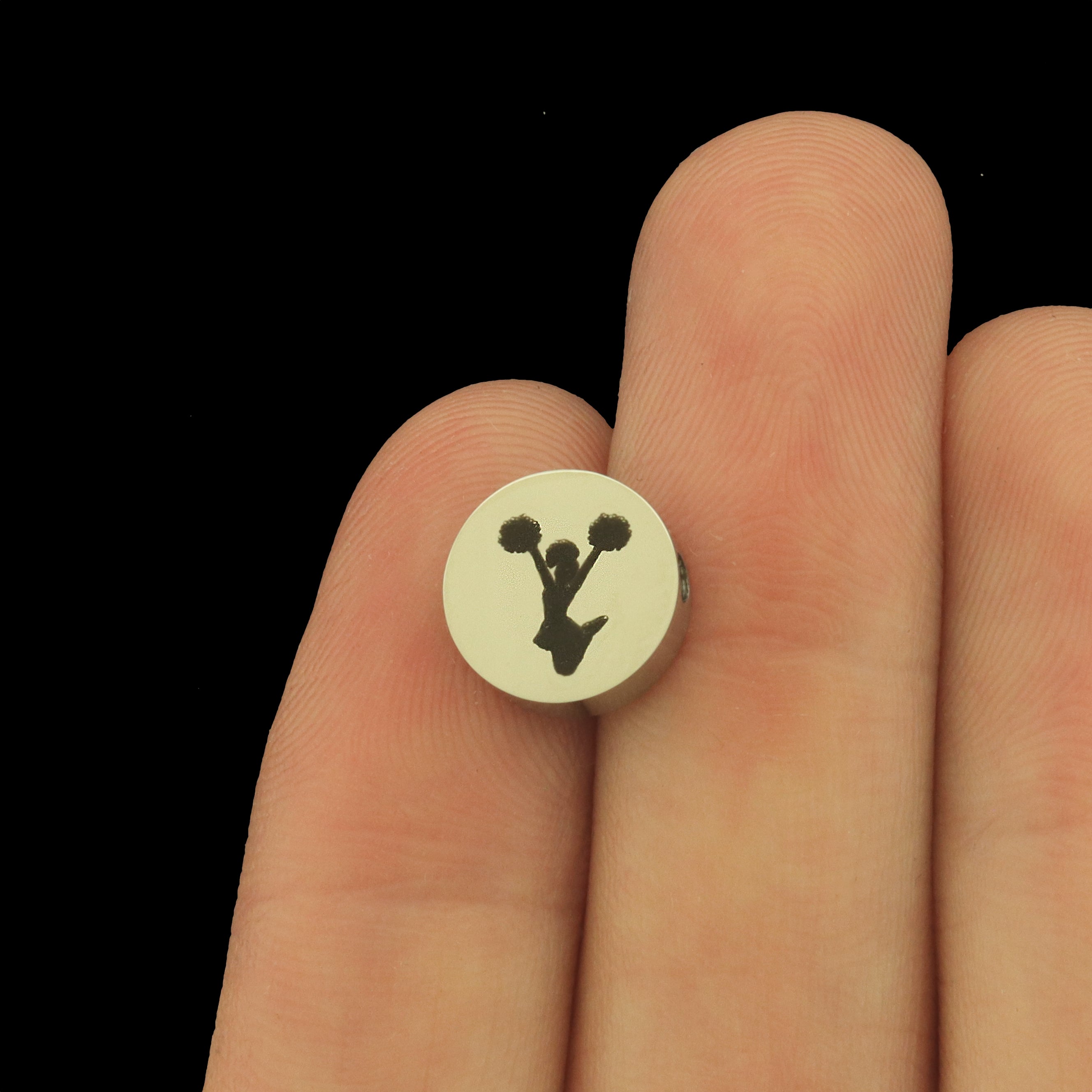 Cheerleader Stainless Steel Beads - Cheer Bead - Choose Your Size - BFS034S-8337