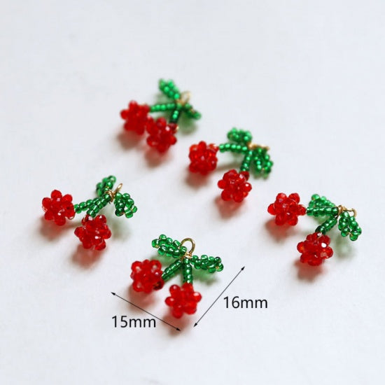 Cherry Pendants - Handmade Beaded Pendant - Z1680
