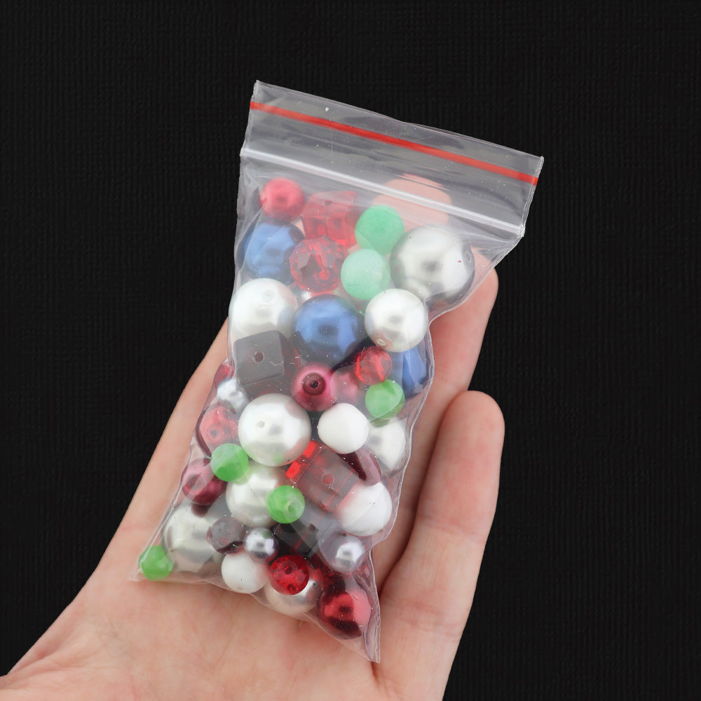 Christmas Bead Grab Bag - 75 Beads in Christmasy Colours - GRAB019